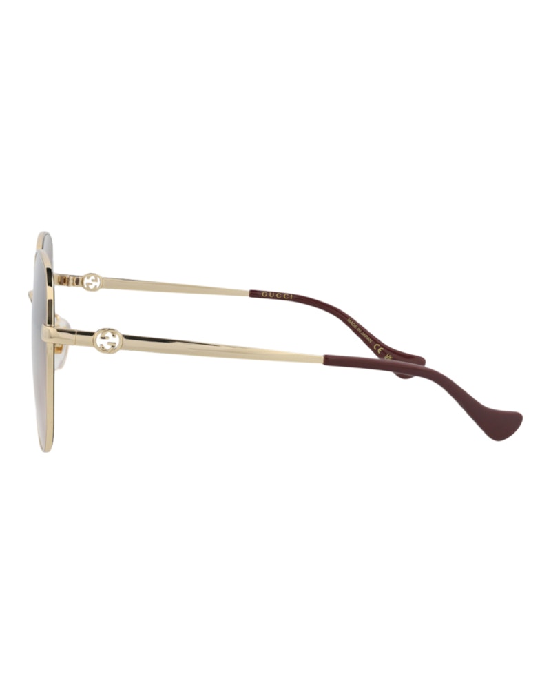 Gucci Square-Frame Metal Sunglasses Gold/Gold/Brown (GG1089SA-30012967-002)