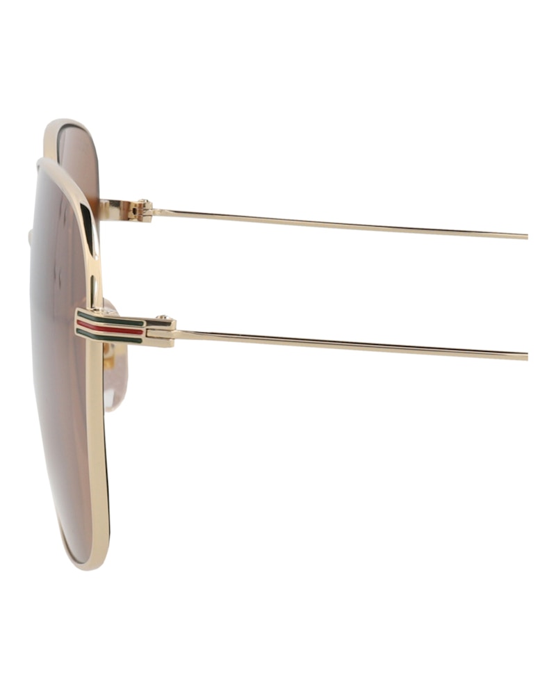Gucci Square-Frame Metal Sunglasses Gold Gold Brown (GG1464SA-30014464-002)