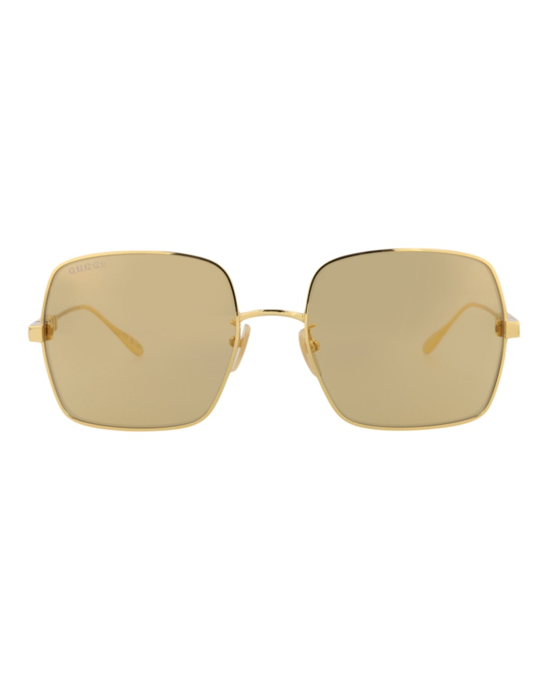 Gucci Square-Frame Metal Sunglasses Gold/Gold/Gold (GG1434S-30014434-004)