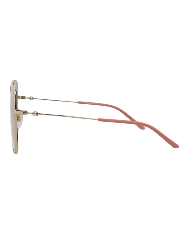 Gucci Square-Frame Metal Sunglasses Gold/Gold/Grey (GG0443S-30006426-001)