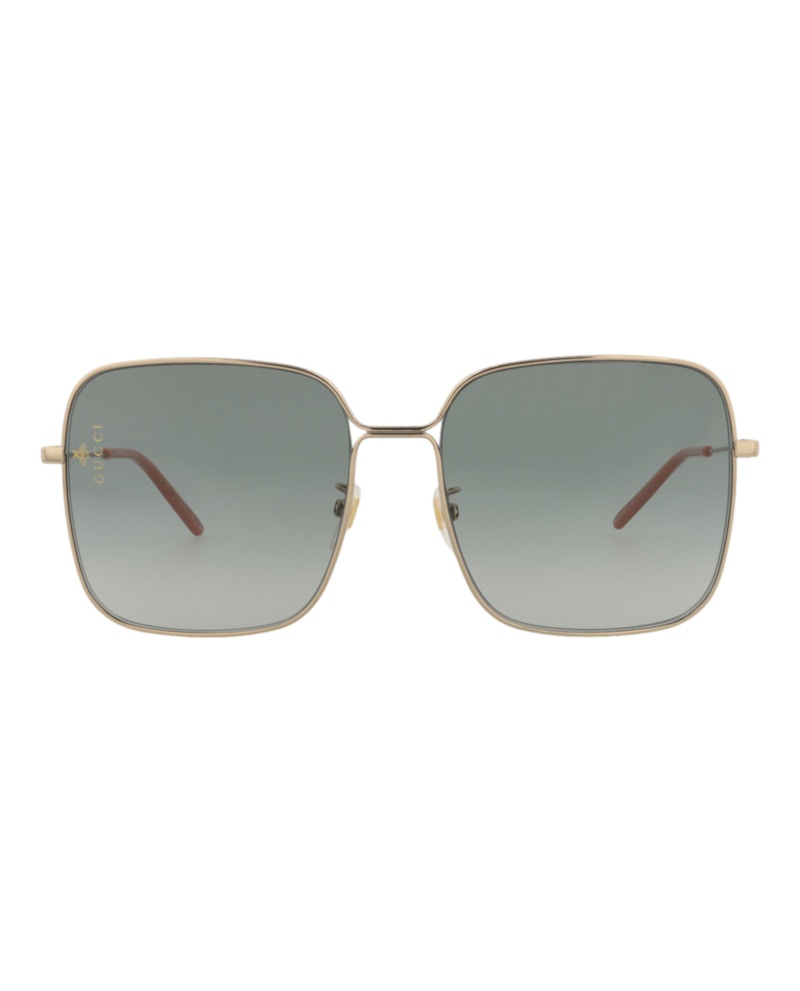Gucci Square-Frame Metal Sunglasses Gold/Gold/Grey (GG0443S-30006426-001)