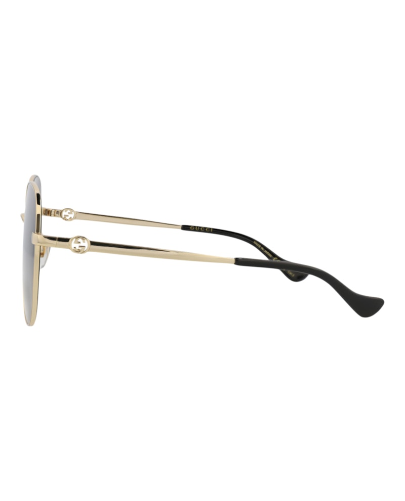 Gucci Square-Frame Metal Sunglasses Gold/Gold/Grey (GG1089SA-30012967-001)