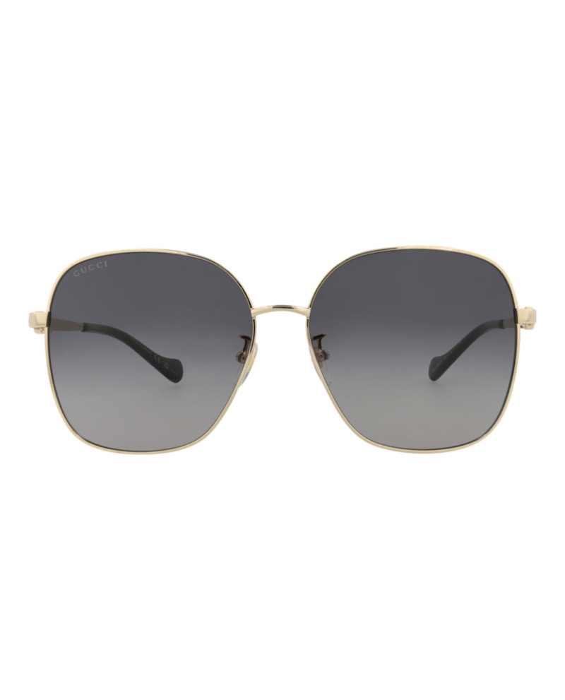 Gucci Square-Frame Metal Sunglasses Gold/Gold/Grey (GG1089SA-30012967-001)