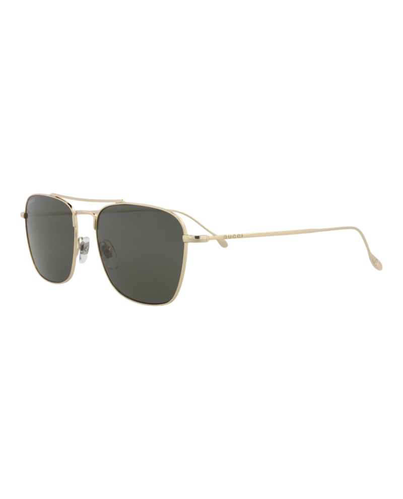 Gucci Square-Frame Metal Sunglasses Gold/Gold/Grey (GG1183S-30013463-005)