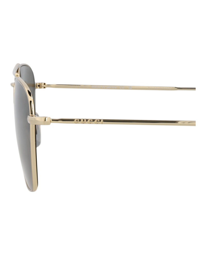 Gucci Square-Frame Metal Sunglasses Gold/Gold/Grey (GG1183S-30013463-005)