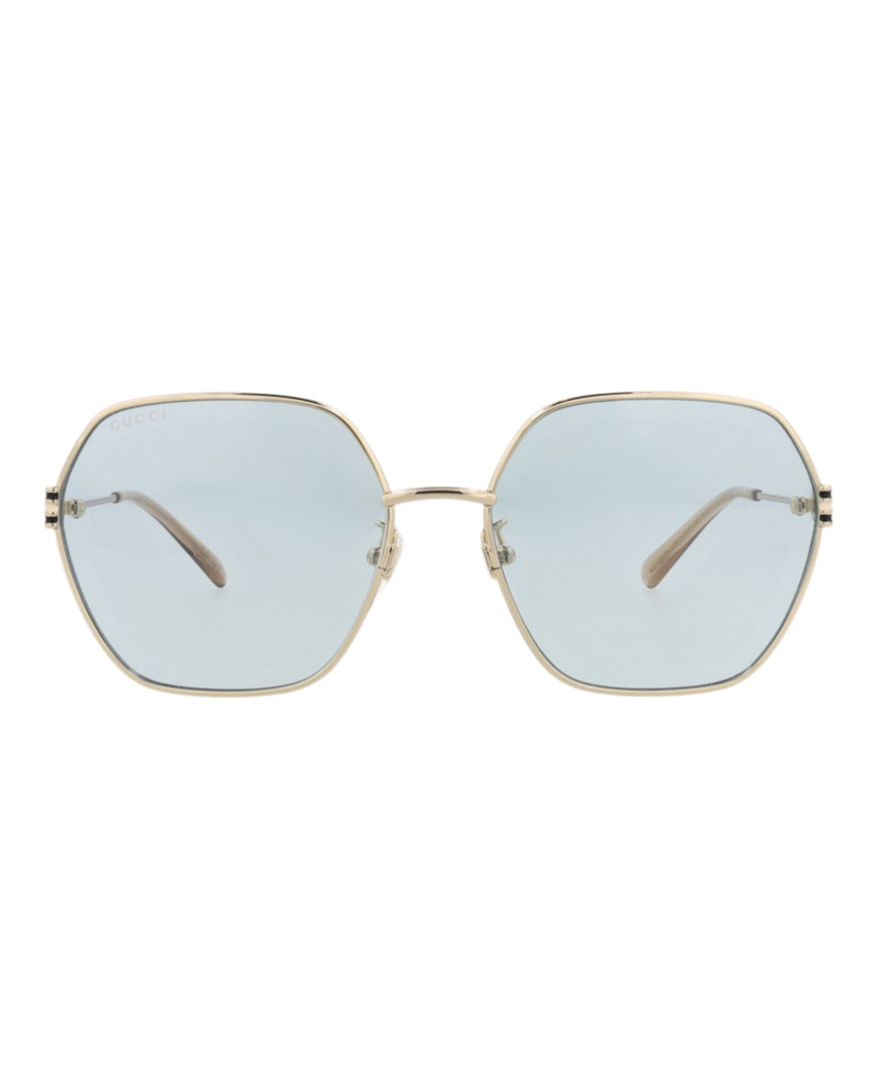Gucci Square-Frame Metal Sunglasses Gold Gold Light Blue (GG1285SA-30013954-004)