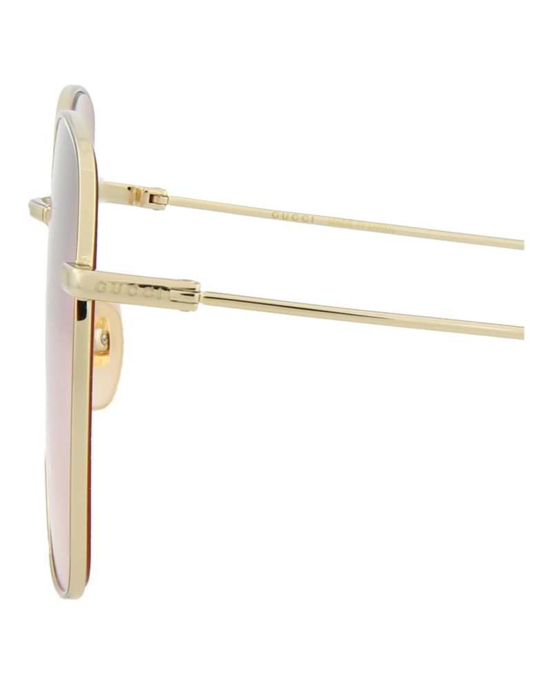 Gucci Square-Frame Metal Sunglasses Gold/Gold/Pink (GG1031S-30011783-005)