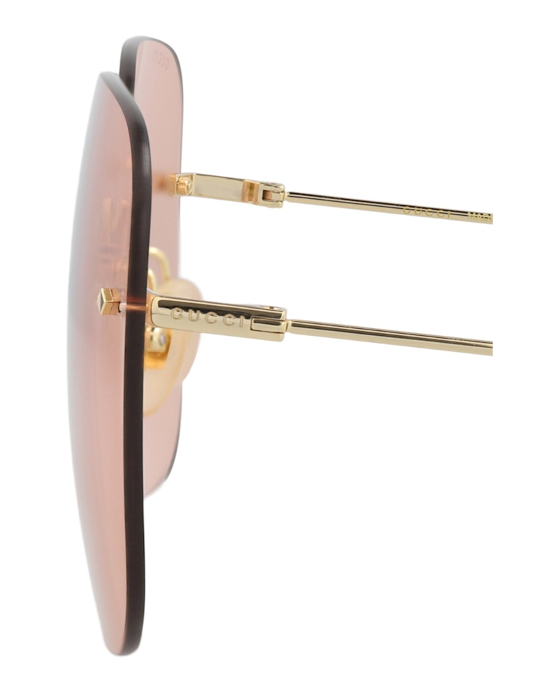 Gucci Square-Frame Metal Sunglasses Gold Gold Pink (GG1148S-30012727-004)
