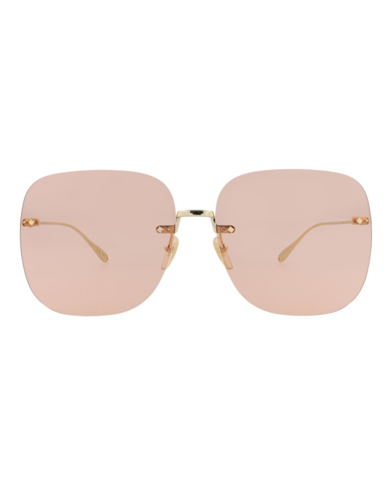 Gucci Square-Frame Metal Sunglasses Gold Gold Pink (GG1148S-30012727-004)