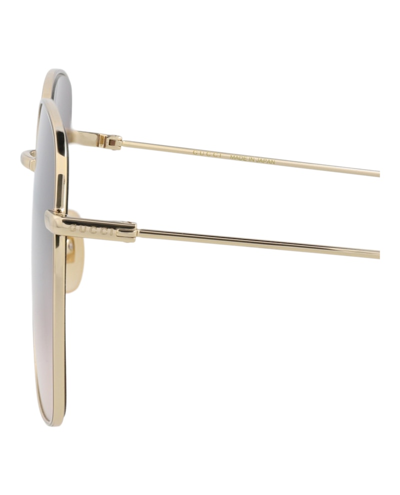 Gucci Square-Frame Metal Sunglasses Gold Gold Red (GG1031S-30011783-010)