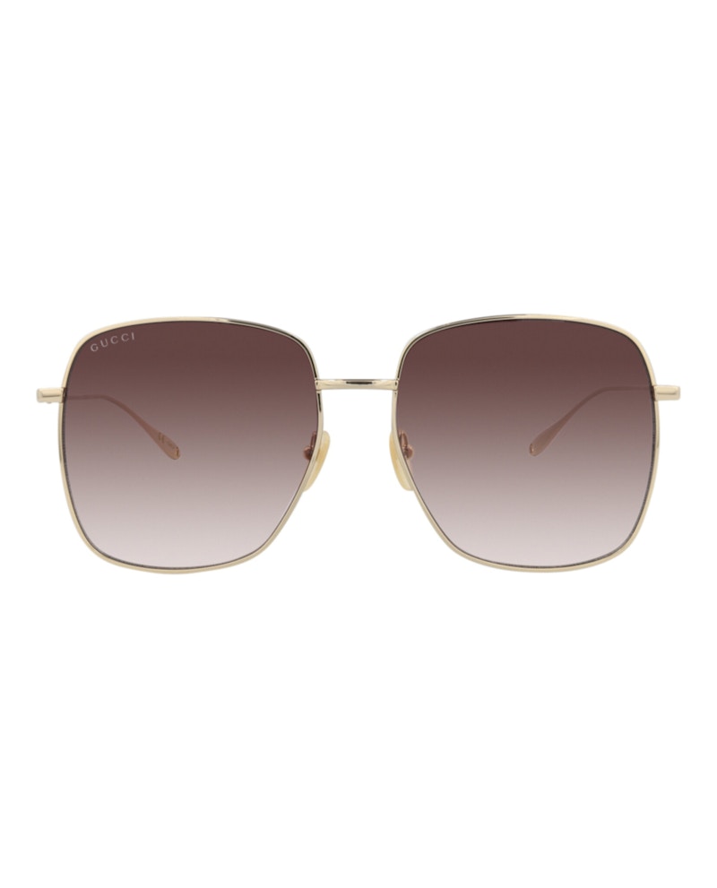 Gucci Square-Frame Metal Sunglasses Gold Gold Red (GG1031S-30011783-010)