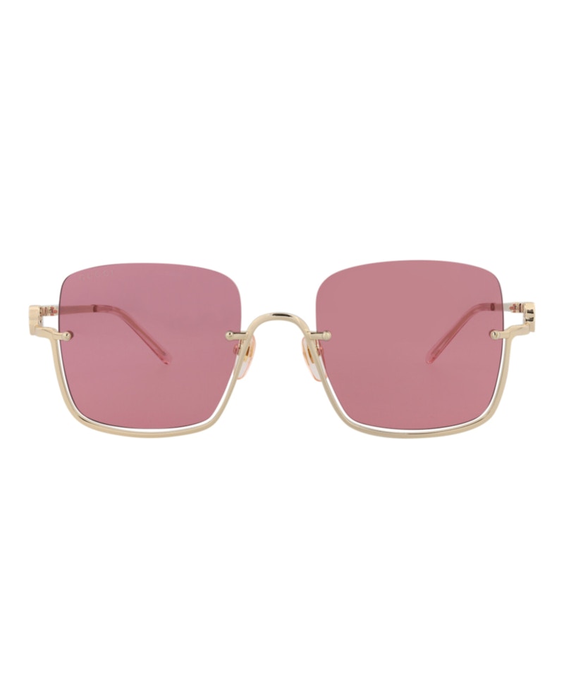 Gucci Square-Frame Metal Sunglasses Gold/Gold/Red (GG1279S-30013846-003)