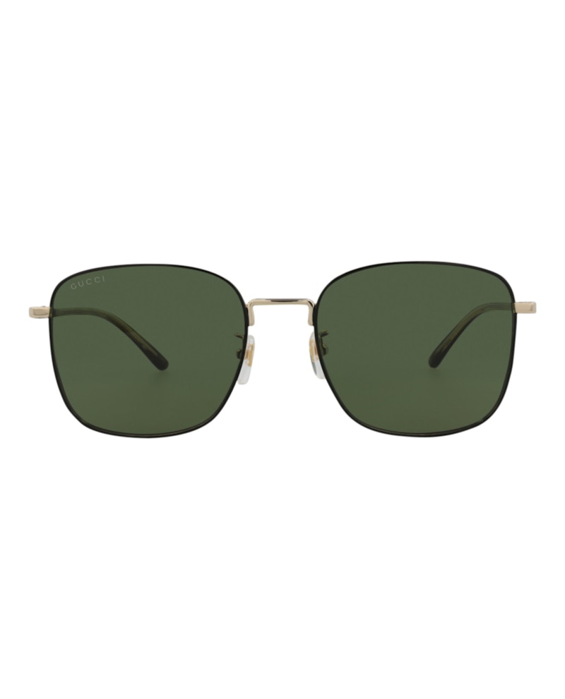 Gucci Square-Frame Metal Sunglasses Gold/Havana/Green (GG1350S-30013913-003)