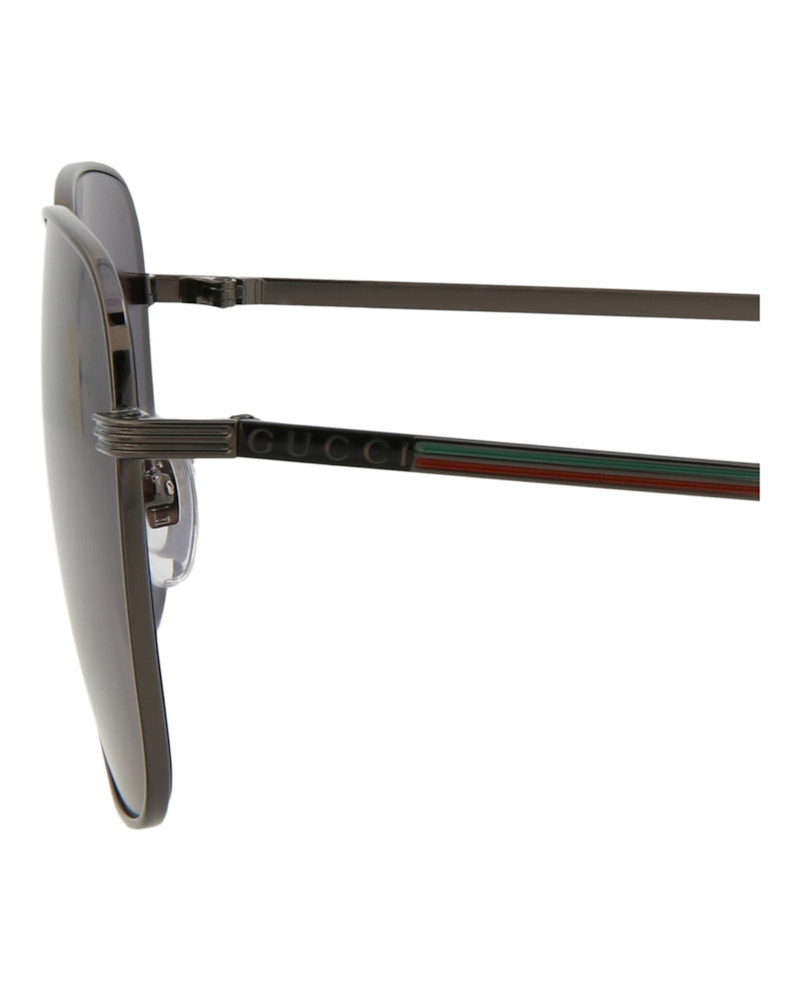 Gucci Square-Frame Metal Sunglasses Ruthenium Ruthenium Smoke (GG0987SA-30011194-001)