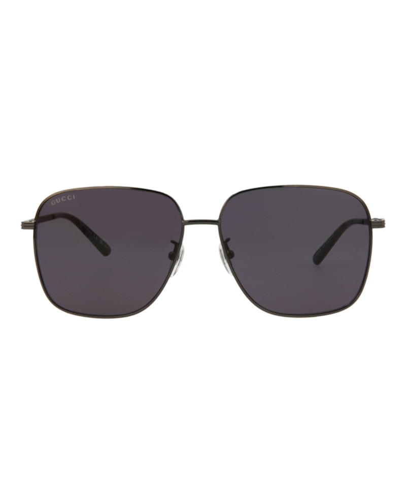 Gucci Square-Frame Metal Sunglasses Ruthenium Ruthenium Smoke (GG0987SA-30011194-001)