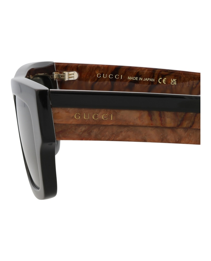Gucci Square-Frame Recycled Acetate Sunglasses Black Havana Grey (GG1301S-30013924-001)