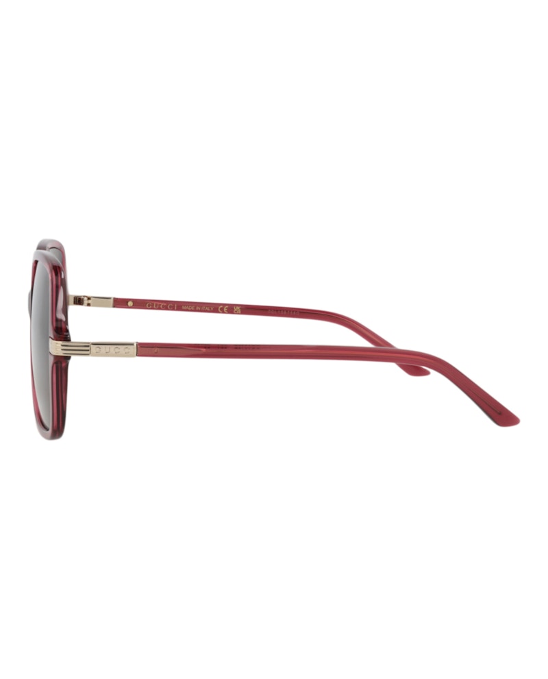 Gucci Square-Frame Recycled Acetate Sunglasses Burgundy Burgundy Brown (GG1449S-30014449-004)