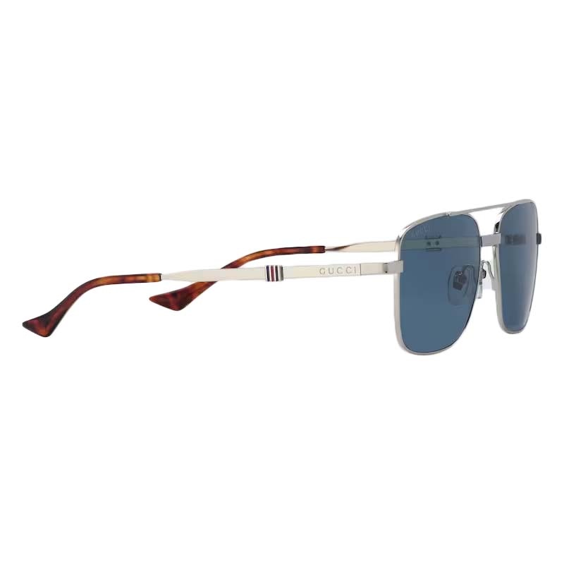Gucci Square Frame Sunglasses Blue/Silver-tone Metal (755269 I3330 8140)