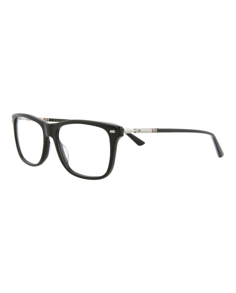 Gucci Square Rectangle Optical Frames Black/Ruthenium/Transparent (GG0519O-30007690-005)