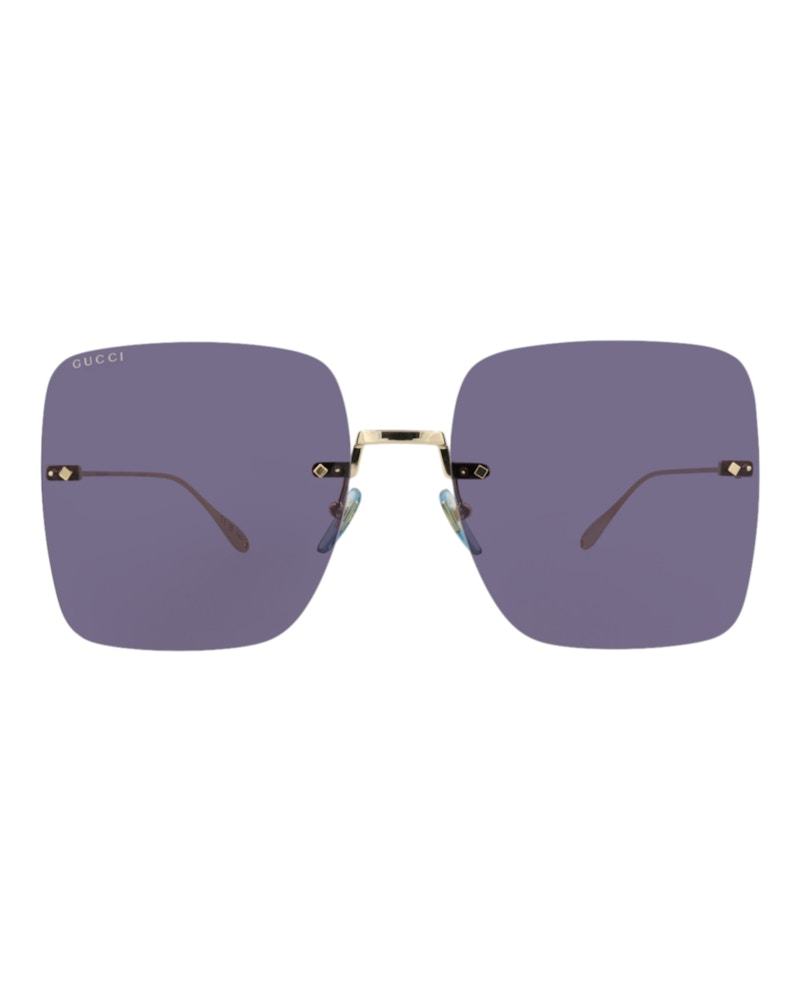 Gucci Square Rectangle Sunglasses Gold Gold Blue (GG1147S-30012721-004)