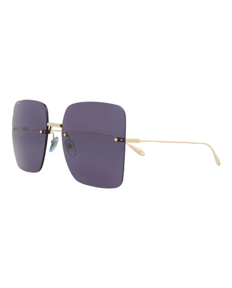 Gucci Square Rectangle Sunglasses Gold Gold Blue (GG1147S-30012721-004)