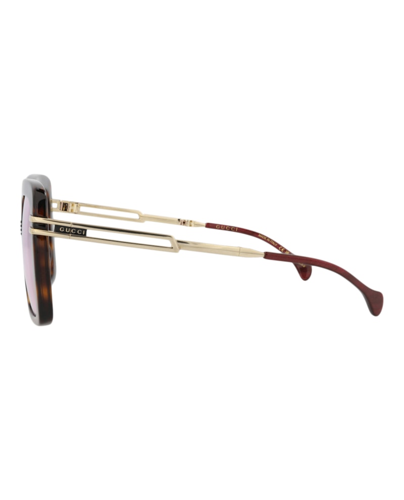 Gucci Square Rectangle Sunglasses Havana Gold Pink (GG1348S-30013935-001)
