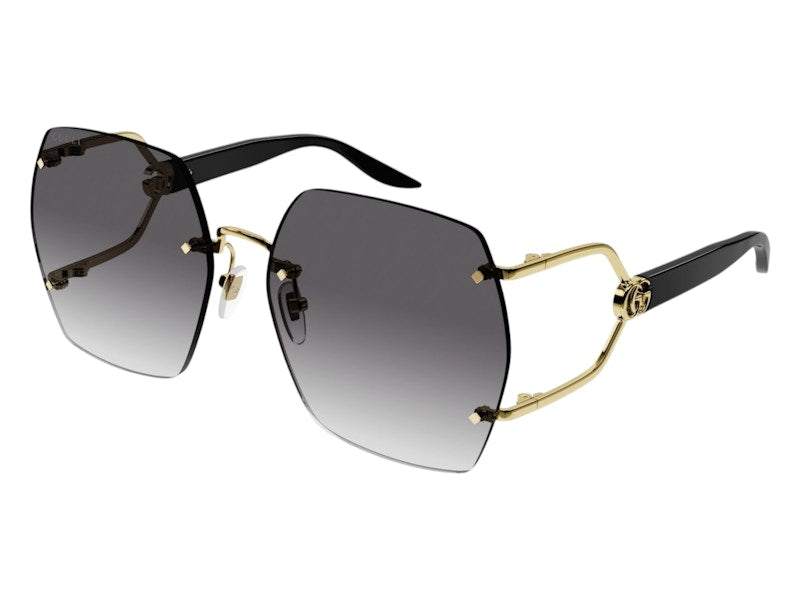 Gucci Square Sunglasses Gold Black Grey (GG1562S-001-62)