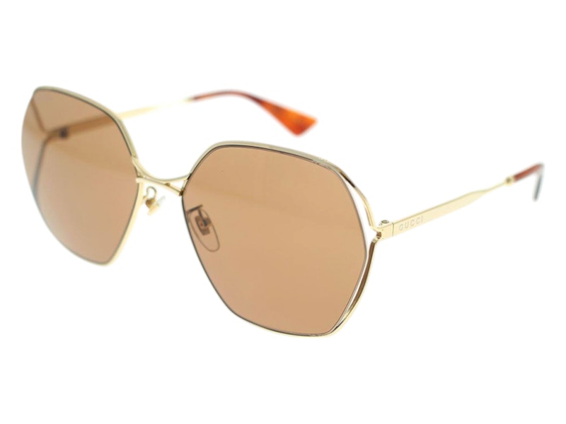 Gucci Square Sunglasses Gold Brown (GG0818SA-002)