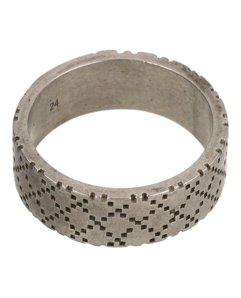 Gucci Sterling Silver Diamond Pattern Ring Silver