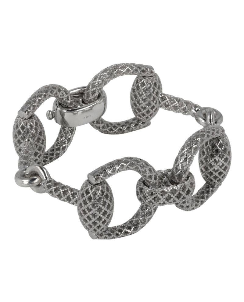 Gucci Sterling Silver Horsebit Diamantissima Bracelet Silver