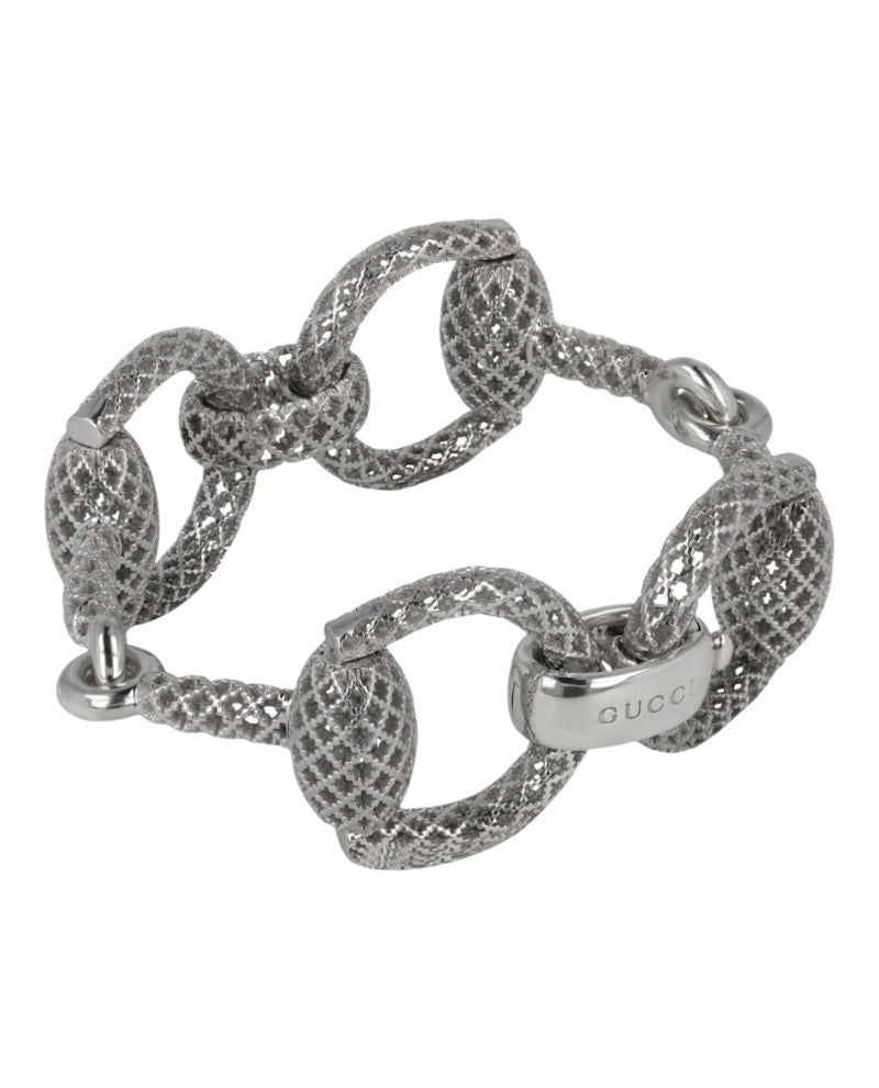 Gucci Sterling Silver Horsebit Diamantissima Bracelet Silver