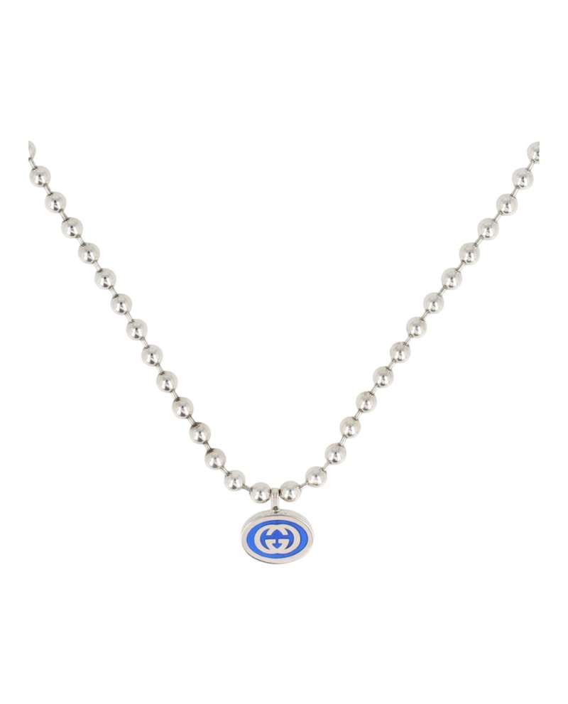Gucci Sterling Silver Interlocking G Boule Necklace Silver