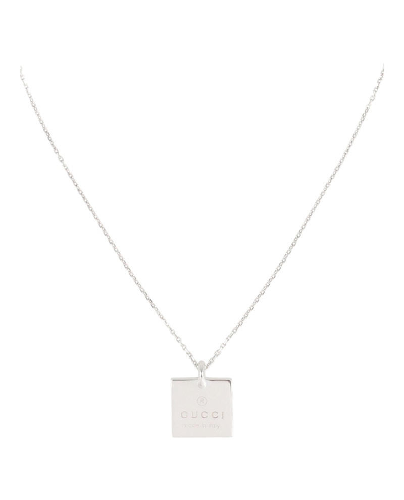 Gucci Sterling Silver Logo Pendant Necklace Silver