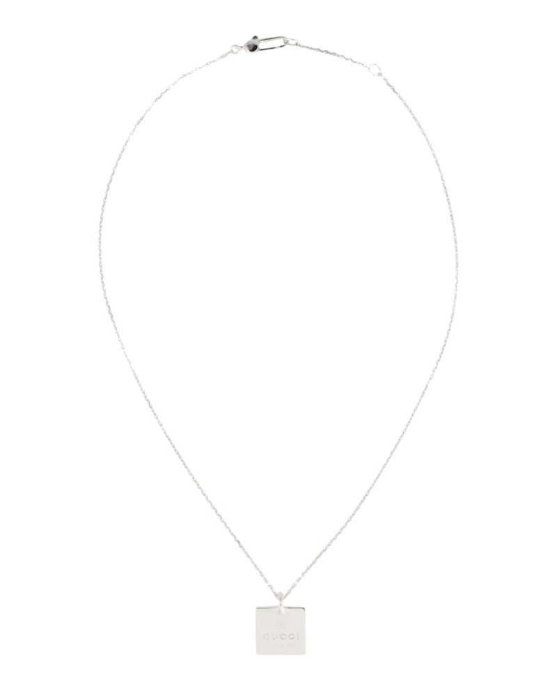 Gucci Sterling Silver Logo Pendant Necklace Silver