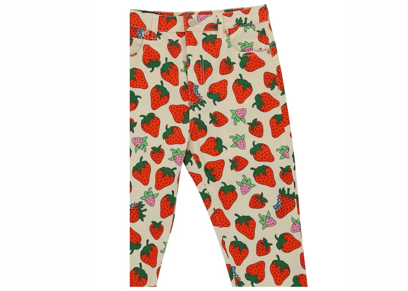 Gucci Strawberry Cotton Skinny Pant Ivory/Yellow