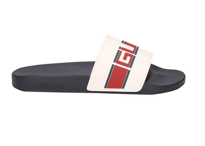 Gucci Stripe Rubber Slide White Red Green
