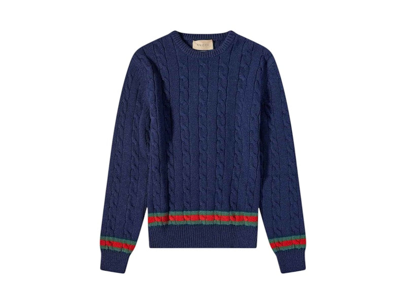 Gucci Striped Cable-knit Sweater Ink