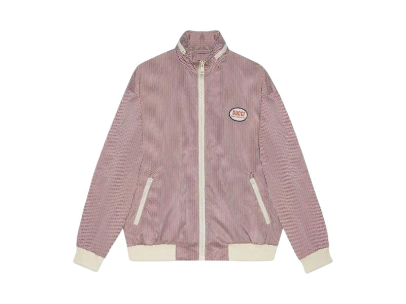 Gucci Striped Fabric Zip Jacket Red