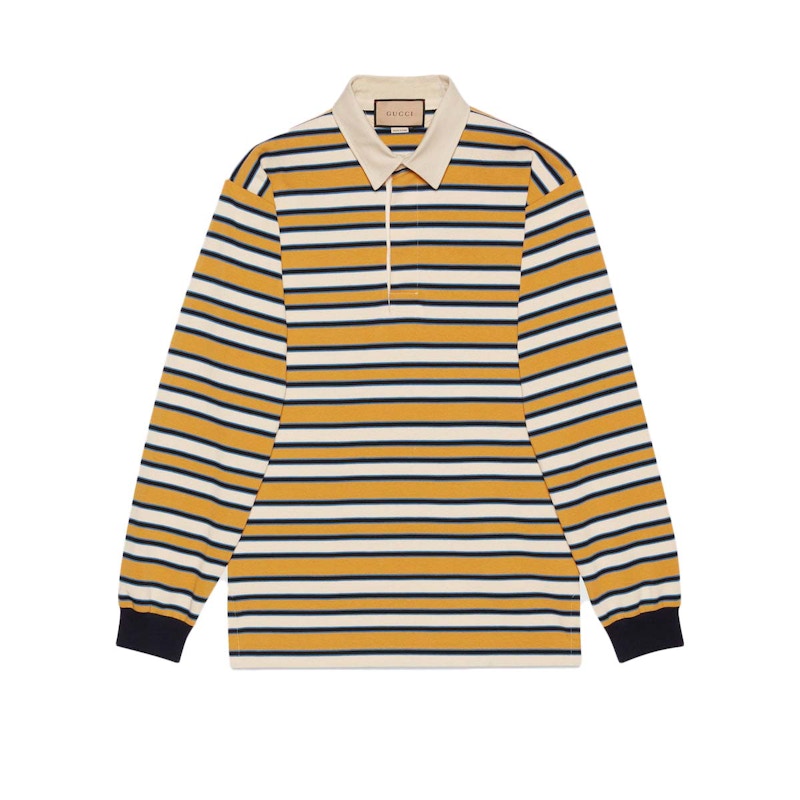 Gucci Striped Polo with Patch Yellow/Multicolor