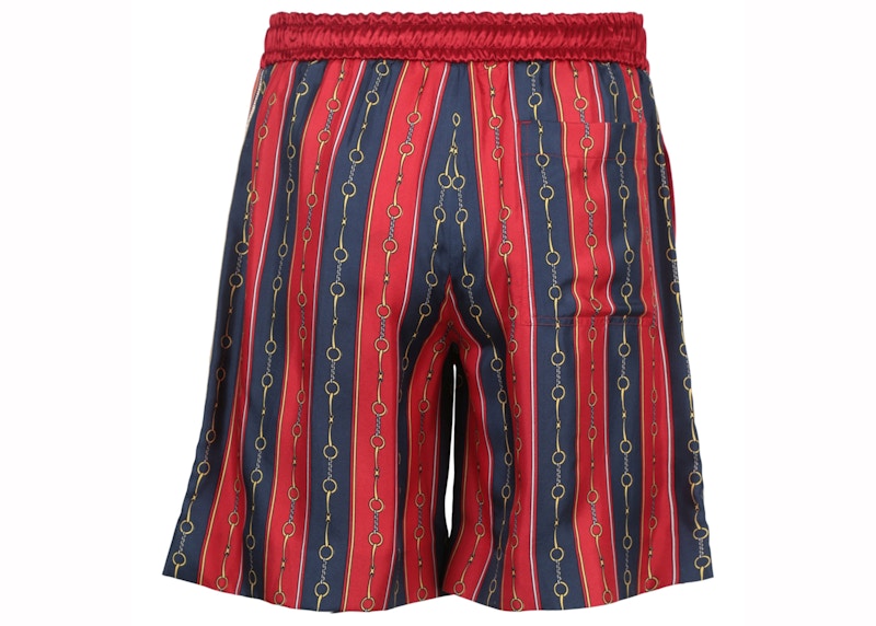 Gucci Striped Silk Bermuda Shorts Live Red