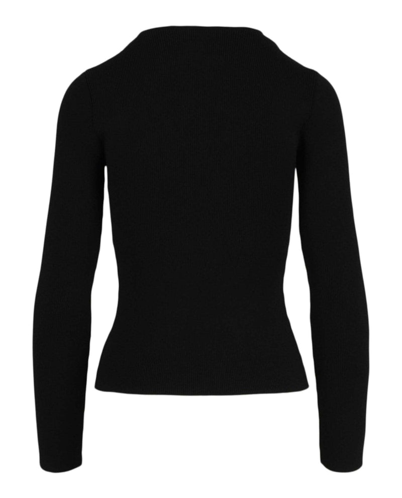 Gucci Sweetheart Neck Ribbed Knit Sweater Black