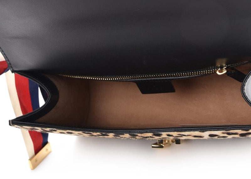 Gucci Sylvie Shoulder Bag Leopard Print Small Brown/Black