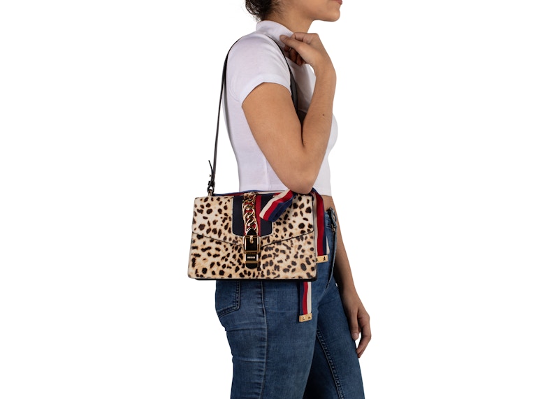 Gucci Sylvie Shoulder Bag Leopard Print Small Brown/Black