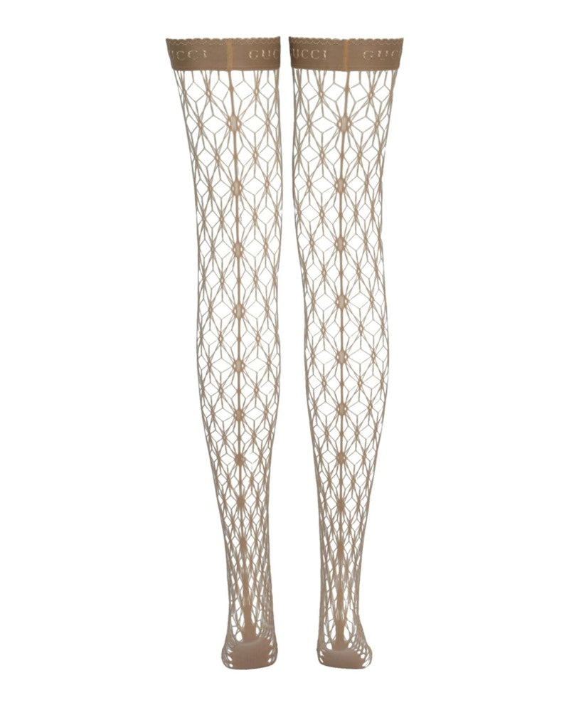 Gucci Thigh-High Fishnet Socks Brown