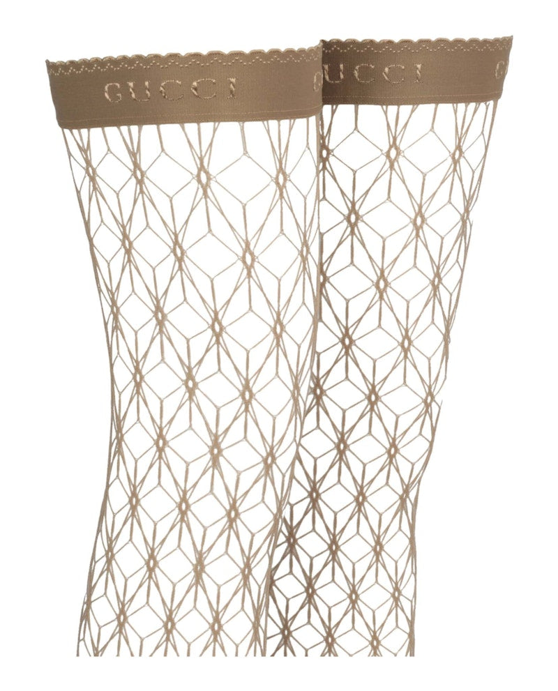 Gucci Thigh-High Fishnet Socks Brown
