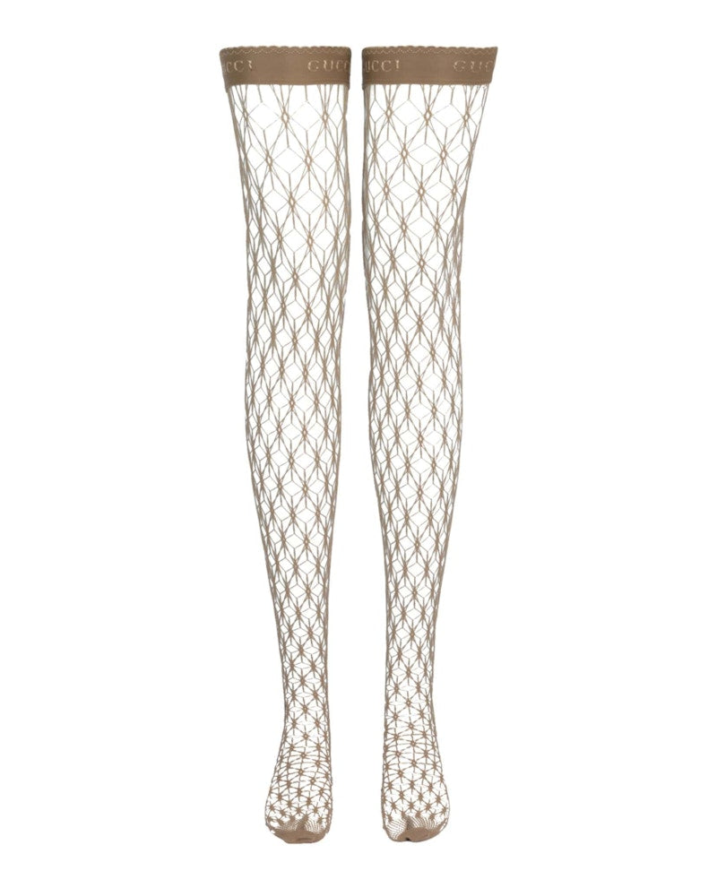 Gucci Thigh-High Fishnet Socks Brown