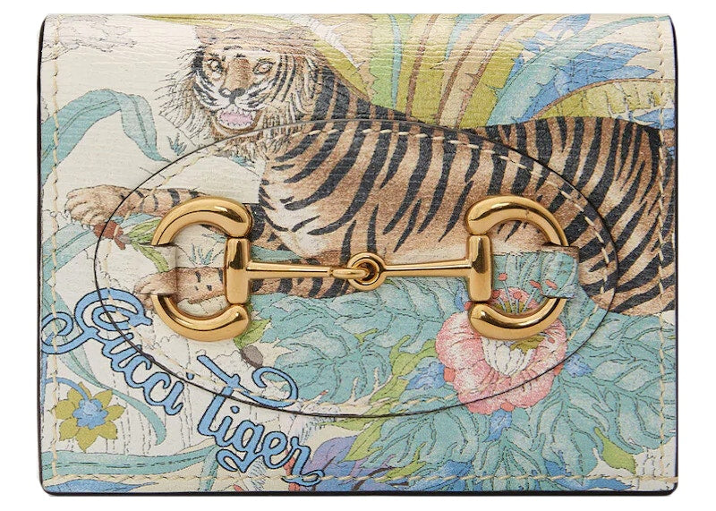 Gucci Tiger Horsebit 1955 Card Case Off White