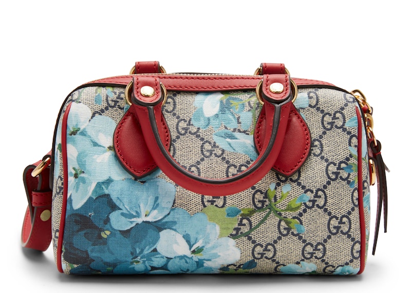 Gucci Top Handle Bag Blue Blooms Mini Beige/Ebony