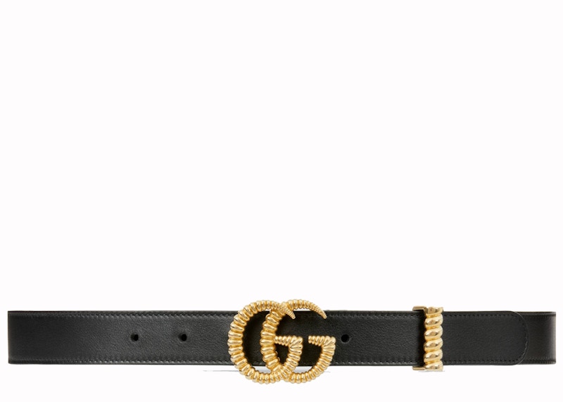 Gucci Torchon Double G Buckle Leather Belt 1W Black