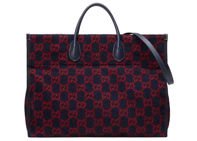 Gucci Tote GG Wool Blue/Red